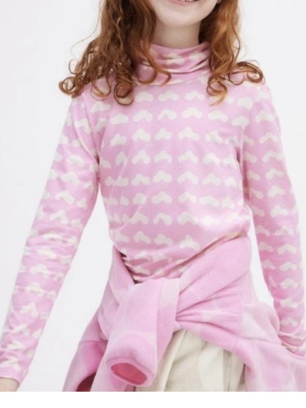 Marimekko Uniqlo Heattech Kids 13Y Pink Design Thermal Roll Neck Top Size 160